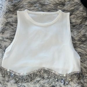 Never worn- chandelier, white tank top
